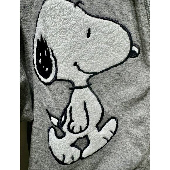 NWT Peanuts Snoopy Full Zip Sweatshirt Hoodie With Chenille Patches ~ Gray L - Picture 3 of 7